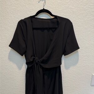Stylish Black Tie-Front Dress